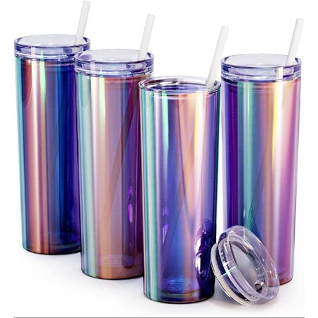 Skinny Acrylic Tumbler with Lid and Straw | 18oz Premium Insulated Double Wall Plastic Reusable Cups - Iridescent Prism 4 Pack
Skinny Acrylic Tumbler with Lid and Straw | 18oz Premium Insulated Double Wall Plastic Reusable Cups - Iridescent Prism 4 Pack