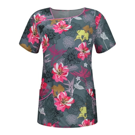 Sksloeg Scrub Tops For Women Clearance Crew Neck Flower Printed Tops Nursing Working Uniform Short Sleeve T-Shirts With Pockets Dark Gray XXXL
Sksloeg Scrub Tops For Women Clearance Crew Neck Flower Printed Tops Nursing Working Uniform Short Sleeve T-Shirts With Pockets Dark Gray XXXL