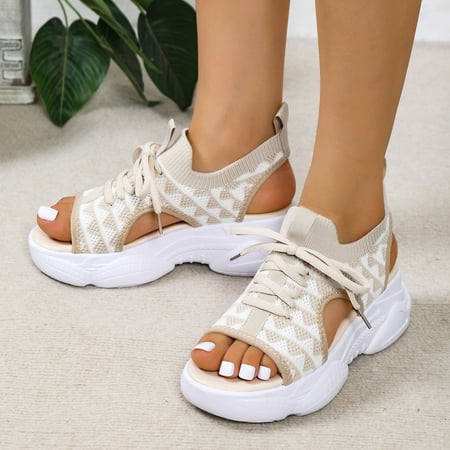 ZHELIYO Women s sandals Women Sandals Fashion Summer New Pattern Thick Sole Flat Bottom Fly Woven Comfortable Lace Up Non Slip Shoes Beige 8
ZHELIYO Women s sandals Women Sandals Fashion Summer New Pattern Thick Sole Flat Bottom Fly Woven Comfortable Lace Up Non Slip Shoes Beige 8