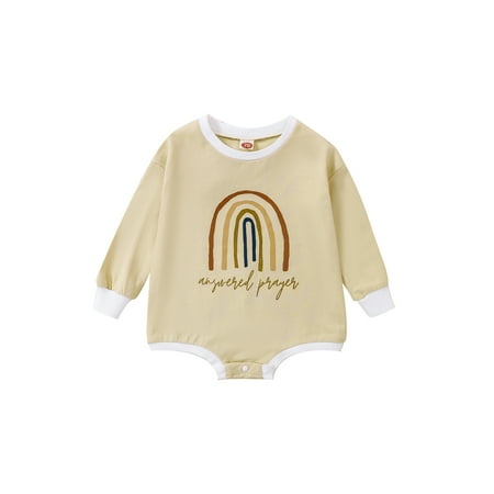 Frobukio Infant Baby Boys Girls Romper Casual Round Neck Rainbow Letter Printed Long Sleeve Bodysuit Jumpsuit Rainbow khaki 0-6 Months
Frobukio Infant Baby Boys Girls Romper Casual Round Neck Rainbow Letter Printed Long Sleeve Bodysuit Jumpsuit Rainbow khaki 0-6 Months