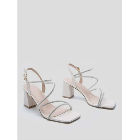 Women s Buckle Adjustable Ankle Strap Chunky Sandals Beige CN39(8)