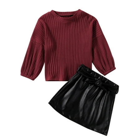 Sunisery 2Pcs Kids Baby Girls Tracksuit Kids Puff-Sleeve Tops Leather Skirt Autumn Outfits Set Wine Red 4-5 Years
Sunisery 2Pcs Kids Baby Girls Tracksuit Kids Puff-Sleeve Tops Leather Skirt Autumn Outfits Set Wine Red 4-5 Years