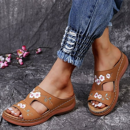 HOLXI 2024 Sandals Women Platform Embroidered Flowers Wedge Slippers Fashion Ladies Flat Flower Slippers Roman Style Spring And Summer Sandals Womens Sandals
HOLXI 2024 Sandals Women Platform Embroidered Flowers Wedge Slippers Fashion Ladies Flat Flower Slippers Roman Style Spring And Summer Sandals Womens Sandals