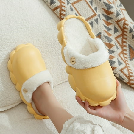 Winter Couples Ladies Plush Non Slip Warm Indoor Home Comfortable Waterproof Removable Cotton Slippers Yellow 8.5
Winter Couples Ladies Plush Non Slip Warm Indoor Home Comfortable Waterproof Removable Cotton Slippers Yellow 8.5