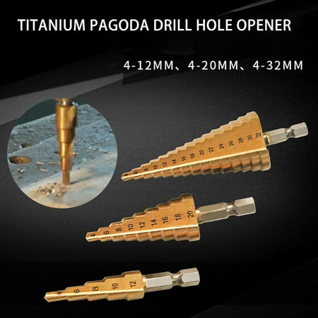 Enjoymall 1/4 Inch 5/9/15 Steps Plating Titanium Hex Shank Cone Drill Bit Wood Hole Opener
Enjoymall 1/4 Inch 5/9/15 Steps Plating Titanium Hex Shank Cone Drill Bit Wood Hole Opener