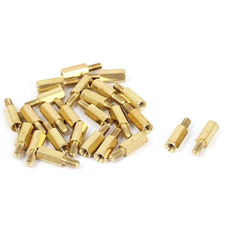 

M3x10+6mm Female/Male Thread Brass Hex Standoff Pillar Spacer Coupler Nut 25pcs