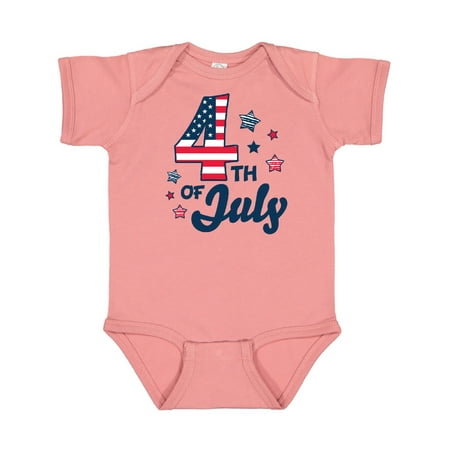 Inktastic 4th of July with Striped Stars Gift Baby Boy or Baby Girl Bodysuit