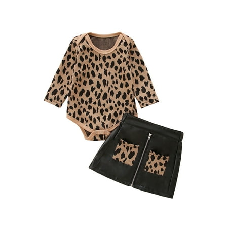 Newborn Baby Girls Autumn Clothes Leopard Printed Long Sleeve Romper Tops PU Leather Zipper Skirts
Newborn Baby Girls Autumn Clothes Leopard Printed Long Sleeve Romper Tops PU Leather Zipper Skirts