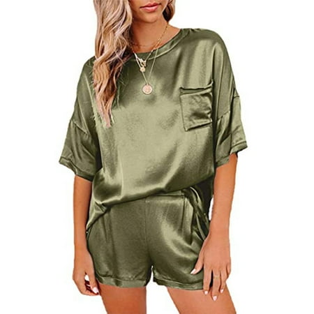 Women s Casual Solid Color Pajamas Housewear Short Sleeved Shorts Loose Two-piece Suit CHMORA
Women s Casual Solid Color Pajamas Housewear Short Sleeved Shorts Loose Two-piece Suit CHMORA