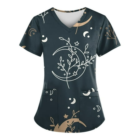 QWERTYU Short Sleeve Scrubs Top for Women Professionals Working T Shirt V Neck Casual Uniform Holiday Pockets Nursing Scrubs Dark Blue L
QWERTYU Short Sleeve Scrubs Top for Women Professionals Working T Shirt V Neck Casual Uniform Holiday Pockets Nursing Scrubs Dark Blue L