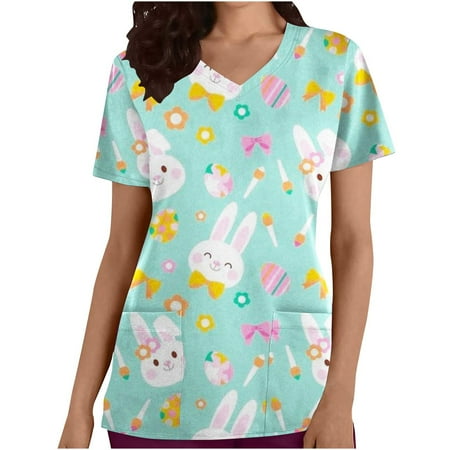 DTBPRQ Easter Shirts Women Scrub Tops Bunny T Shirt Cute Easter Bunny V-Neck Tee Casual Short Sleeve Top Blouse Workwear
DTBPRQ Easter Shirts Women Scrub Tops Bunny T Shirt Cute Easter Bunny V-Neck Tee Casual Short Sleeve Top Blouse Workwear