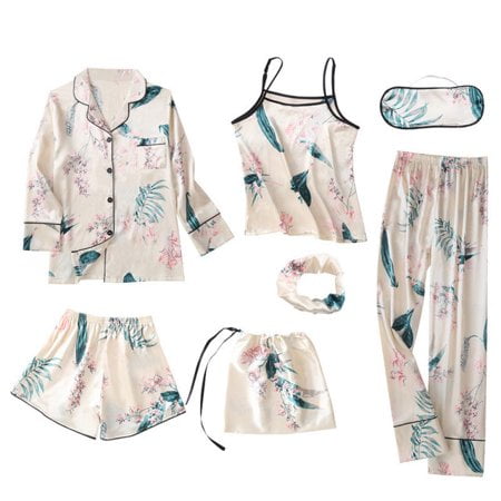 7 Pieces Women s Pajamas Sets Faux Silk Striped Pyjama Women s Pajamas Sleepwear Sets Spring Summer Homewear
7 Pieces Women s Pajamas Sets Faux Silk Striped Pyjama Women s Pajamas Sleepwear Sets Spring Summer Homewear
