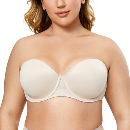 AISILIN Women s Strapless Bra Plus Size Lightly Padded Underwire Bandeau Bras