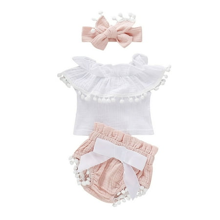 QWERTYU Newborn Infant Baby Toddler Girl Boy Summer Short Sleeve Tassel Tops and Bow Shorts Set Outfit Ruffle Clothing Set with Headband Pink
QWERTYU Newborn Infant Baby Toddler Girl Boy Summer Short Sleeve Tassel Tops and Bow Shorts Set Outfit Ruffle Clothing Set with Headband Pink