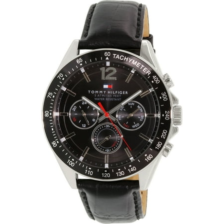 Tommy Hilfiger Men's 1791117 Black Leather Quartz Watch