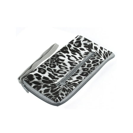 Lady Women Leopard Pattern Zipper Purse Wallet Bag Card Money Holder Black