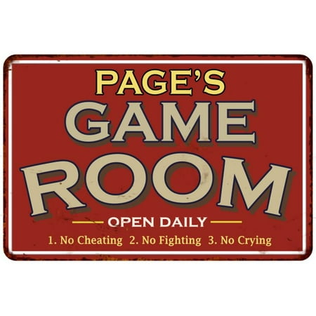 PAGE'S Game Room Personalized Sign Vintage Look 16 x 24 Matte Finish Metal 116240001340