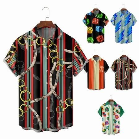 Mens Beach Hawaii Shirts Regular Relaxed-Fit Clothes Plus Size Men
