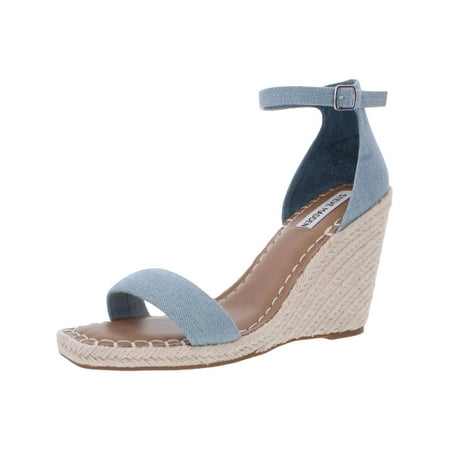 Steve Madden Womens Submit Denim Ankle Strap Espadrilles