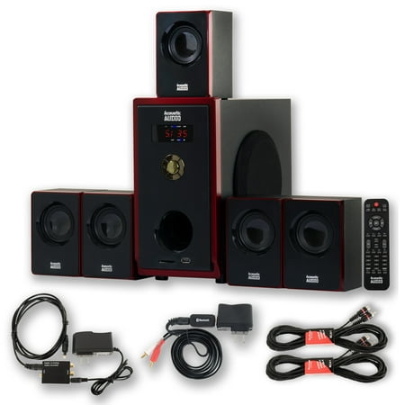 Acoustic Audio AA5103 Home 5.1 Speaker System with Bluetooth Optical Input and 2 Extension Cables