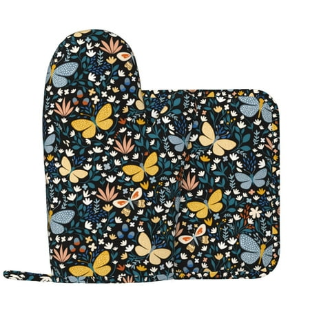 Oven Mitts and Pot Holders Sets - Flowers butterfly Heat Resistant Silicone Oven Gloves (Left Glove) with Non-Slip Silicone Surface and hot pads for kitchen Baking Cooking
Oven Mitts and Pot Holders Sets - Flowers butterfly Heat Resistant Silicone Oven Gloves (Left Glove) with Non-Slip Silicone Surface and hot pads for kitchen Baking Cooking