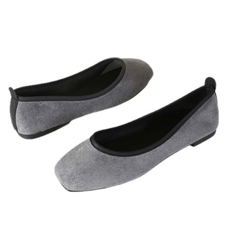Daznico Womens Sandals Women S Beach Flat Shoes Flannel Casual Slippers Flat Shoes ( Grey 6.5 )