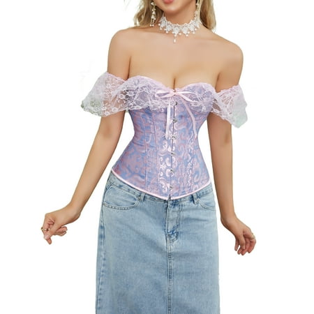 KelaJuan Women Lace Corset Tops Solid Color Elegant Bandage Button Short Sleeve Off-shoulder Tops Streetwear
KelaJuan Women Lace Corset Tops Solid Color Elegant Bandage Button Short Sleeve Off-shoulder Tops Streetwear
