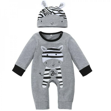 Merotable Baby Boy Cartoon Zebra Print Clothes Romper Long Sleeve Jumpsuit+Hat Gray Outfits
Merotable Baby Boy Cartoon Zebra Print Clothes Romper Long Sleeve Jumpsuit+Hat Gray Outfits