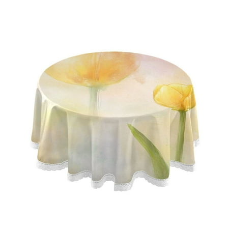 60 Round Tablecloth with White Lace Trim Wrinkle & Heat-Resistant Table Cover for Dining and Home Decor Soft Yellow Tulip
60 Round Tablecloth with White Lace Trim Wrinkle & Heat-Resistant Table Cover for Dining and Home Decor Soft Yellow Tulip