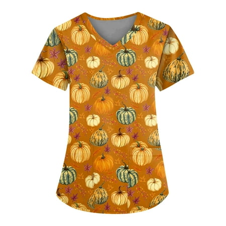 Sksloeg Scrubs Tops For Women Short Sleeve V-Neck Pumpkin Cat Bat Print Shirts Tee Tops With Pockets Shirts Nursing Working Uniform Orange S
Sksloeg Scrubs Tops For Women Short Sleeve V-Neck Pumpkin Cat Bat Print Shirts Tee Tops With Pockets Shirts Nursing Working Uniform Orange S