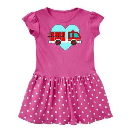 Inktastic Valentine Fire Truck with Blue Heart Gift Baby Girl Dress