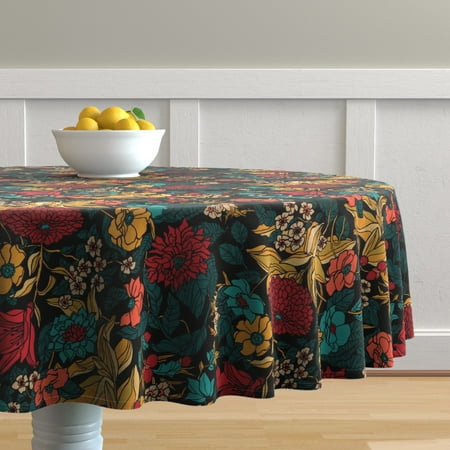 Cotton Sateen Tablecloth 70 Round - Botanical Autumn Fall Hand Drawn Vintage Floral Bright Vibrant Maximalist Print Custom Table Linens by Spoonflower
Cotton Sateen Tablecloth 70 Round - Botanical Autumn Fall Hand Drawn Vintage Floral Bright Vibrant Maximalist Print Custom Table Linens by Spoonflower