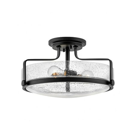 3 Light Large Semi-Flush Mount in Transitional Style 18 inches Wide By 10 inches High-Black Finish-Clear Seeded Glass Color-Incandescent Lamping Type
3 Light Large Semi-Flush Mount in Transitional Style 18 inches Wide By 10 inches High-Black Finish-Clear Seeded Glass Color-Incandescent Lamping Type