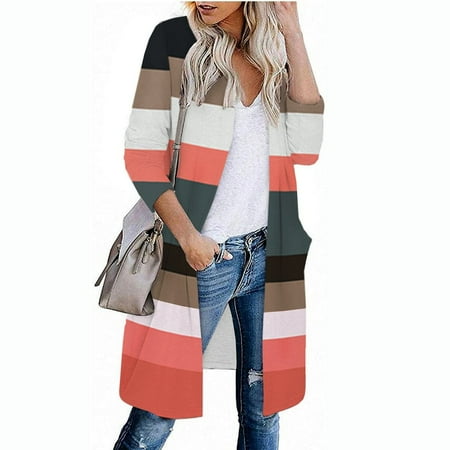 Cardigan Sweaters for Women Lightweight Long Sleeve Open Front Stripe Print Jacket Slim Casual Coats With Pockets
Cardigan Sweaters for Women Lightweight Long Sleeve Open Front Stripe Print Jacket Slim Casual Coats With Pockets