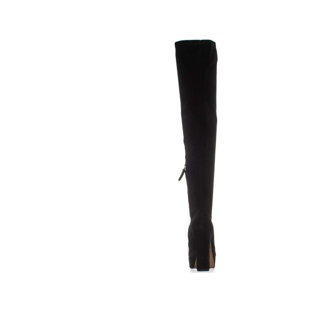 Avec Les Filles Womens Linnea Closed Toe Knee High, Black Velvet, Size 10.0