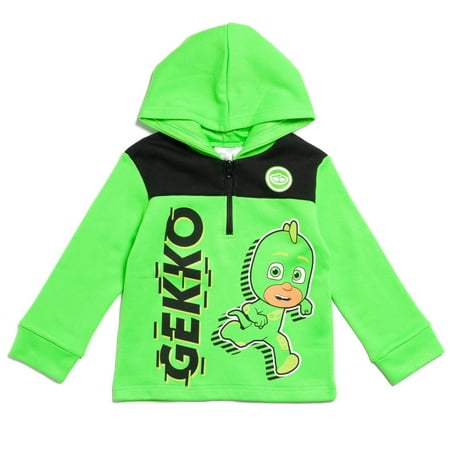 PJ Masks Gekko Toddler Boys Fleece Half-Zip Hoodie Green 5T