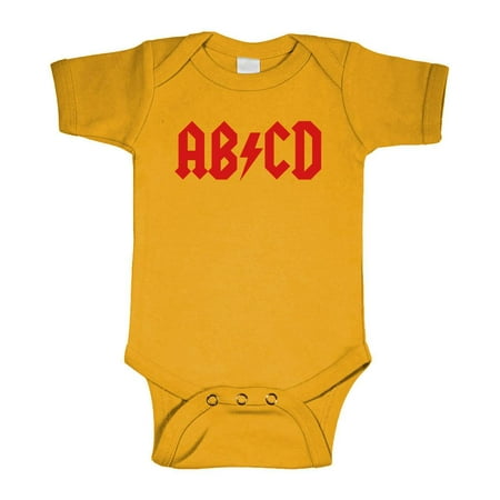 ABCD - rock parody spelling joke - Unisex Cotton Romper Baby Bodysuit Gold 12m