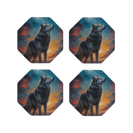 Drink Coasters Set of 4 Moonlit Night Sky Wolf Leather Coasters for Coffee Table Protector Heat Resistant Cute Coasters for Home Decor Housewarming Gifts Bar Kitchen 4 Inch Octagon
Drink Coasters Set of 4 Moonlit Night Sky Wolf Leather Coasters for Coffee Table Protector Heat Resistant Cute Coasters for Home Decor Housewarming Gifts Bar Kitchen 4 Inch Octagon