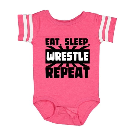 Inktastic Eat Sleep Wrestle Repeat Gift Baby Boy or Baby Girl Bodysuit