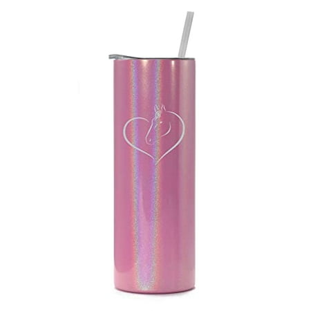 20 oz Skinny Tall Tumbler Stainless Steel Vacuum Insulated Travel Mug Cup With Straw Heart Horse (Pink Iridescent Glitter)
20 oz Skinny Tall Tumbler Stainless Steel Vacuum Insulated Travel Mug Cup With Straw Heart Horse (Pink Iridescent Glitter)