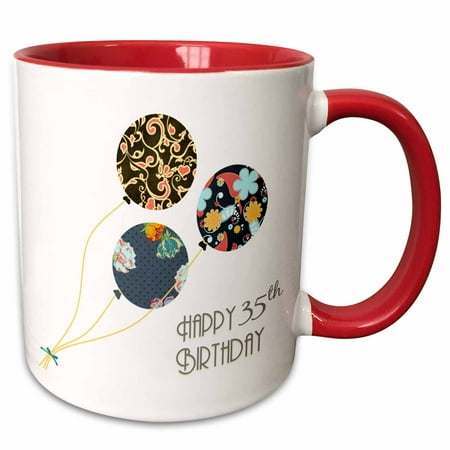 3dRose Happy 35th Birthday - Modern stylish floral Balloons. Elegant black brown blue 35 year old Bday - Two Tone Red Mug 11-ounce
3dRose Happy 35th Birthday - Modern stylish floral Balloons. Elegant black brown blue 35 year old Bday - Two Tone Red Mug 11-ounce