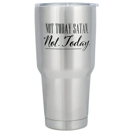 Not Today Satan Not Today Cross 30 Oz Stainless Steel Travel Mug with Lid