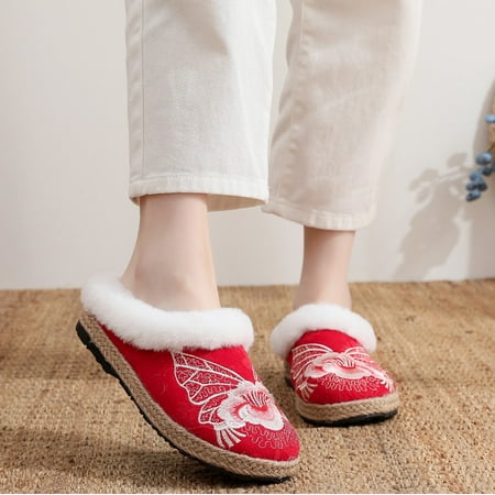 Cathalem Sandals Shoes for Women Women Shoes Fashion Casual Shoes Warm Shoes Cotton Slippers Exquisite Embroidered Round Head Shoes Red 6.5
Cathalem Sandals Shoes for Women Women Shoes Fashion Casual Shoes Warm Shoes Cotton Slippers Exquisite Embroidered Round Head Shoes Red 6.5