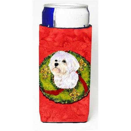 Maltese Christmas Wreath Michelob Ultra bottle sleeves For Slim Cans - 12 oz.
