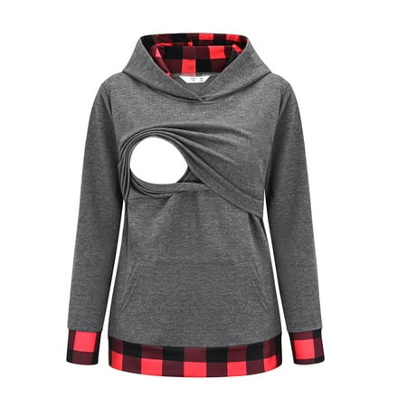 UMfun Ladies Fashion Solid Color Lattice Print Cotton Hoodie Long Sleeve Maternity Breastfeeding Clothe Top
UMfun Ladies Fashion Solid Color Lattice Print Cotton Hoodie Long Sleeve Maternity Breastfeeding Clothe Top
