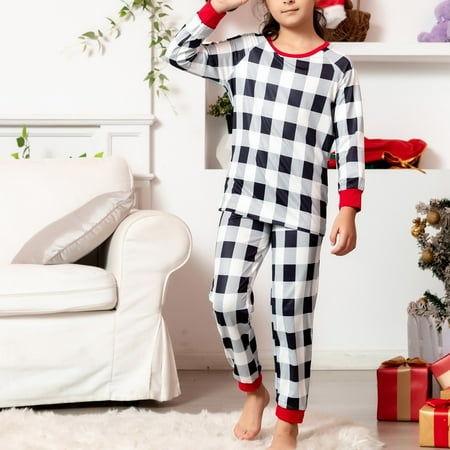 Uorcsa Soft Two-piece Plaid Pajamas Print Christmas Comfy Home Parent-child clothing Black
Uorcsa Soft Two-piece Plaid Pajamas Print Christmas Comfy Home Parent-child clothing Black