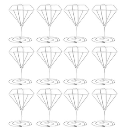 12pcs Diamond Shape Metal Clips Message Photo Holder Seat Note Stand Ornament for Wedding Silver
12pcs Diamond Shape Metal Clips Message Photo Holder Seat Note Stand Ornament for Wedding Silver