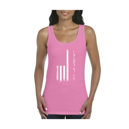 Pink Ribbon USA Flag Breast Cancer Awareness Women's Tank Top Clothes