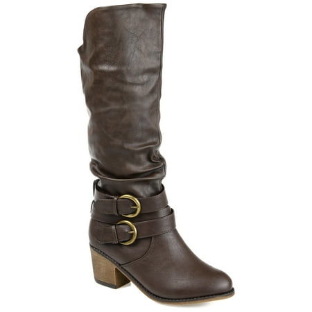 Journee Collection Womens Late Wide Width Stacked Heel Mid Calf Boots
