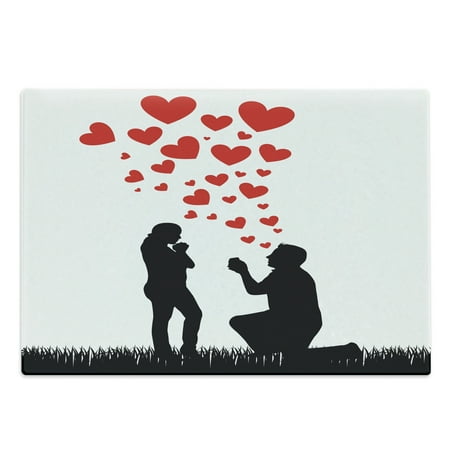 Engagement Party Cutting Board Wedding Proposal of Romantic Couple with Hearts Image Happiness Decorative Tempered Glass Cutting and Serving Board Large Size Black White and Red by Ambesonne
Engagement Party Cutting Board Wedding Proposal of Romantic Couple with Hearts Image Happiness Decorative Tempered Glass Cutting and Serving Board Large Size Black White and Red by Ambesonne